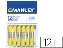 12 lápices cera blanda Manley unicolor amarillo claro nº4